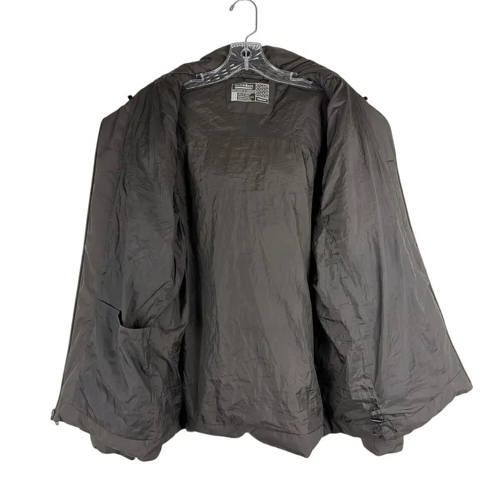 Dutch Bros Coffee Jacket‎ Mens Medium Brown Hooded Puffer Full Zip Insulated
